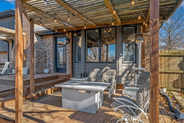 wooden terrace featuring a pergola