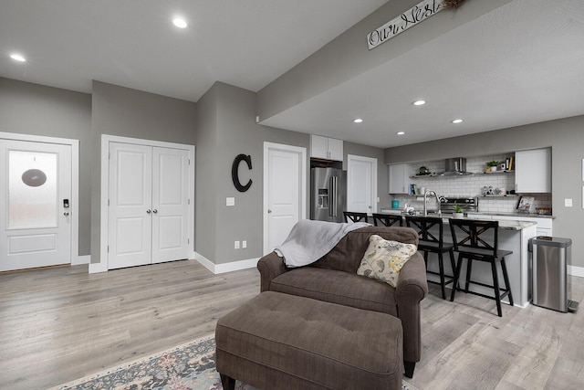 living room with light wood-type flooring