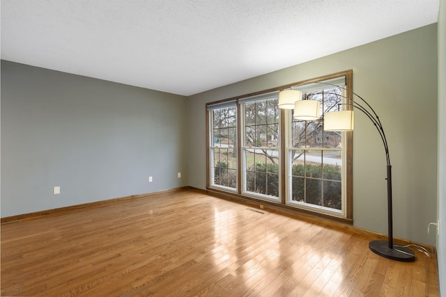 empty room featuring hardwood / wood-style floors and a textured ceiling