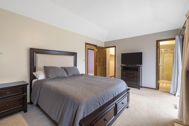 bedroom with light carpet