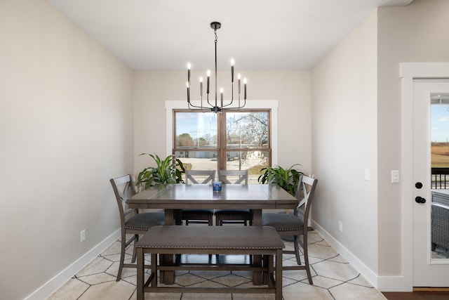 dining room featuring an inviting chandelier