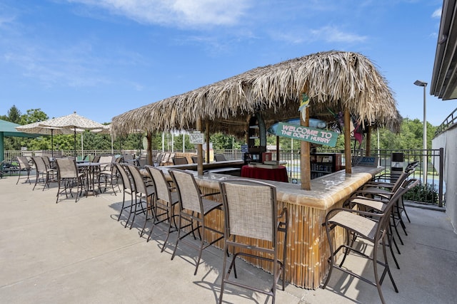 view of patio / terrace featuring a bar