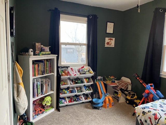 game room with carpet floors