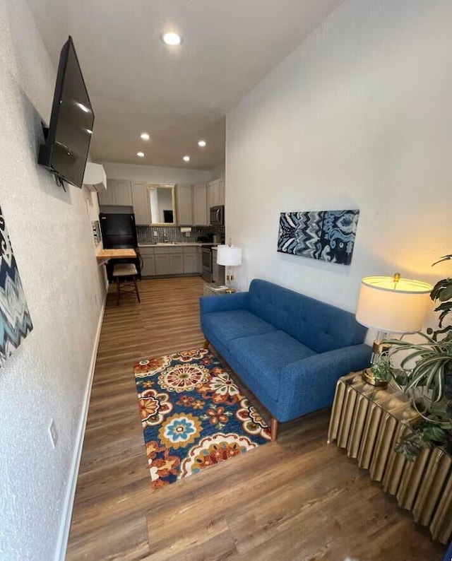 living room featuring dark hardwood / wood-style flooring