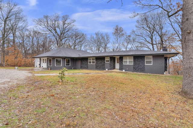 1369 E 398th Rd, Bolivar, MO 65613 - ranch-style house featuring a chimney, a front lawn, and a porch