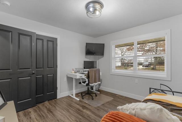 office featuring dark hardwood / wood-style flooring