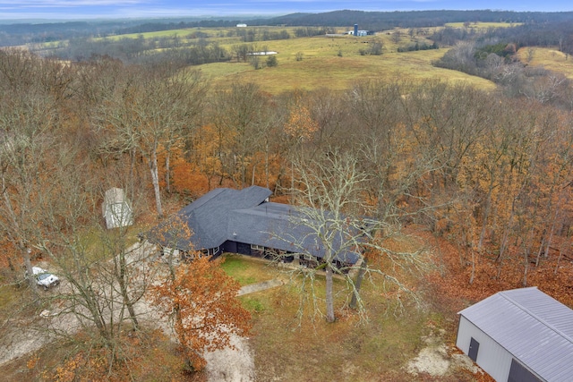 1369 E 398th Rd, Bolivar, MO 65613 - aerial view of property and surrounding area with a heavily wooded area