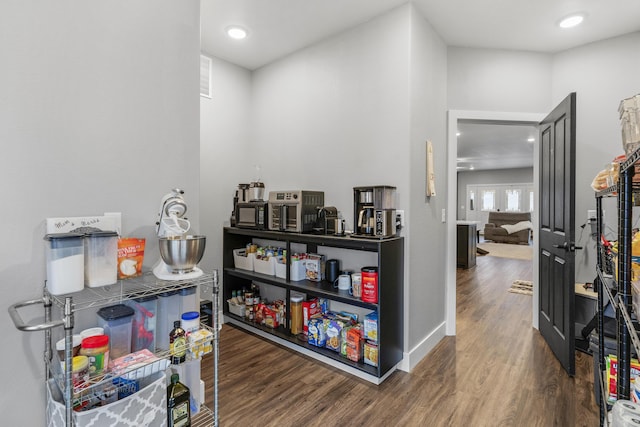 hall featuring dark hardwood / wood-style flooring