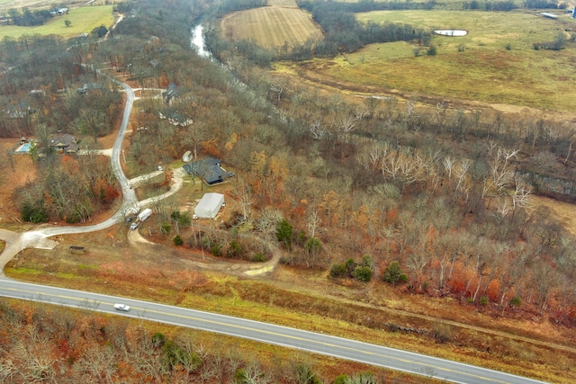 drone / aerial view with a rural view