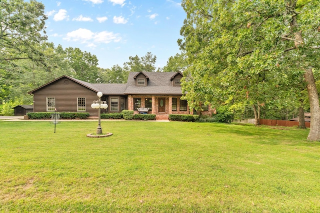 view of front of property with a front lawn