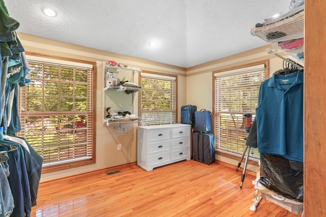 spacious closet with light hardwood / wood-style flooring