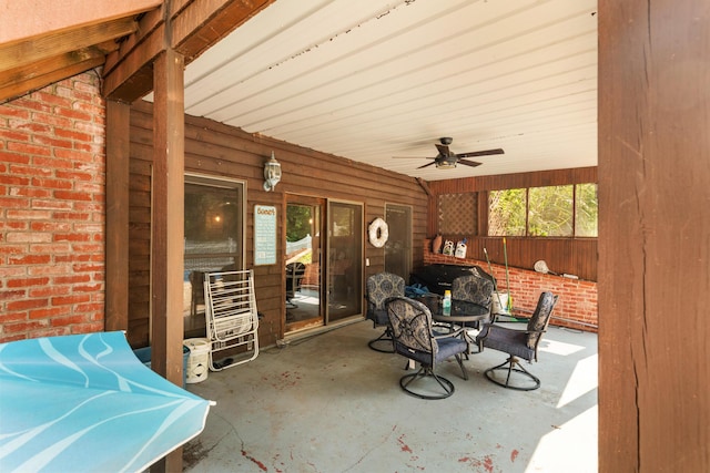 view of patio with ceiling fan