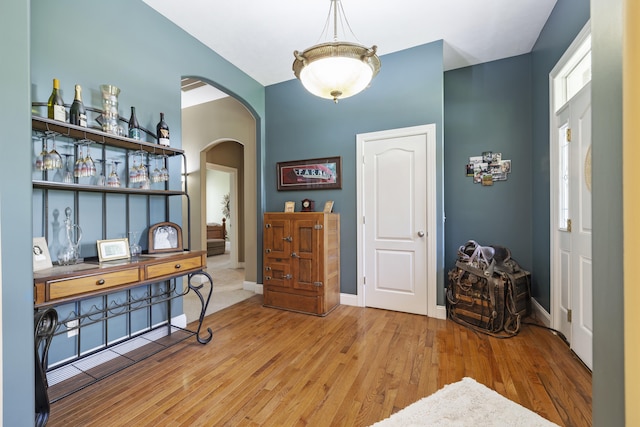 entrance foyer with light hardwood / wood-style floors