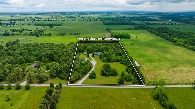 aerial view featuring a rural view