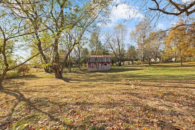 view of yard featuring an outdoor structure