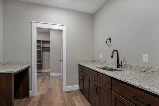 bathroom with wood-type flooring and sink