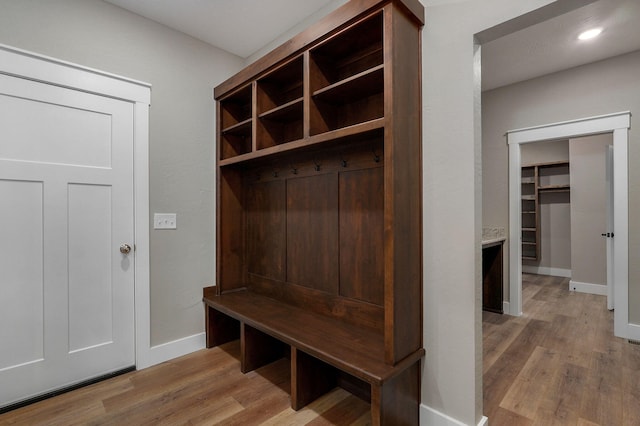 mudroom with light wood-type flooring