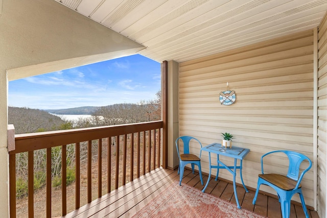 balcony featuring a mountain view