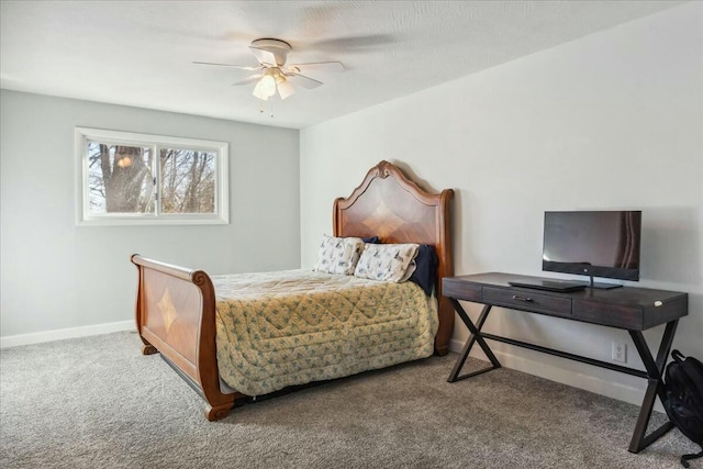 bedroom with carpet flooring and ceiling fan