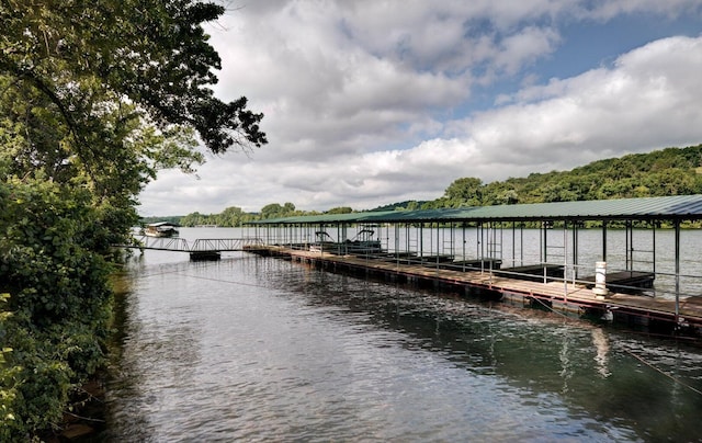 view of dock featuring a water view