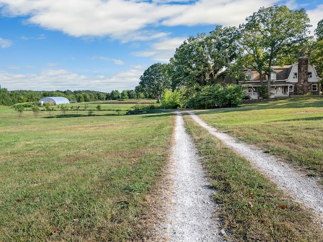 view of road featuring a rural view