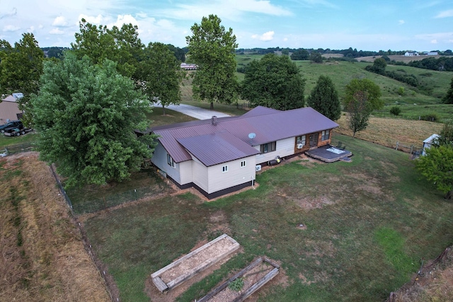 drone / aerial view featuring a rural view