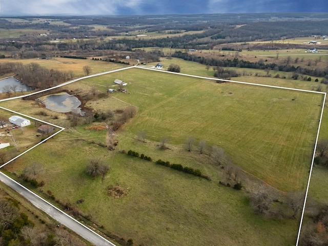 aerial view featuring a rural view