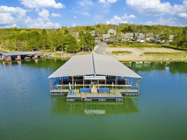 view of dock featuring a water view