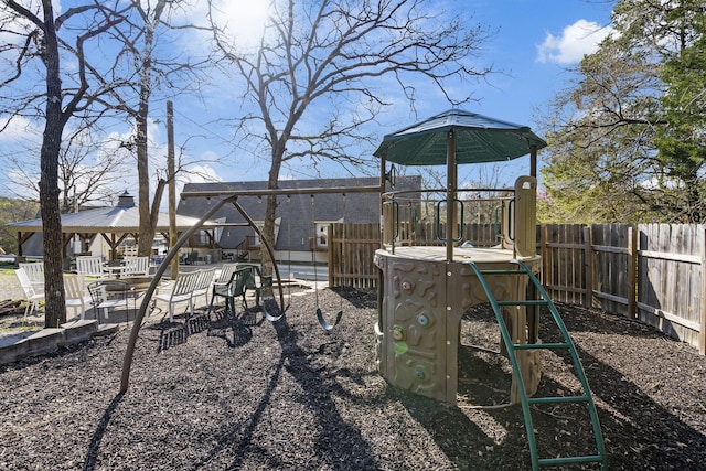 view of yard with a playground