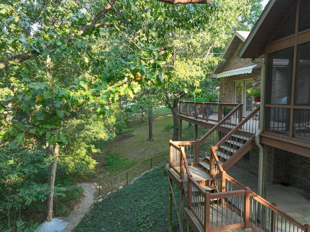 view of yard with a deck