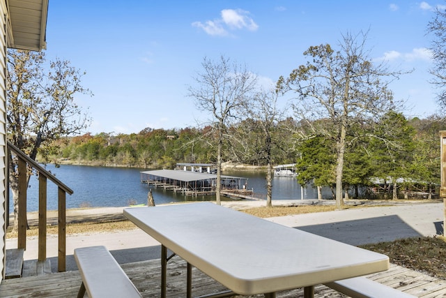 dock area featuring a water view