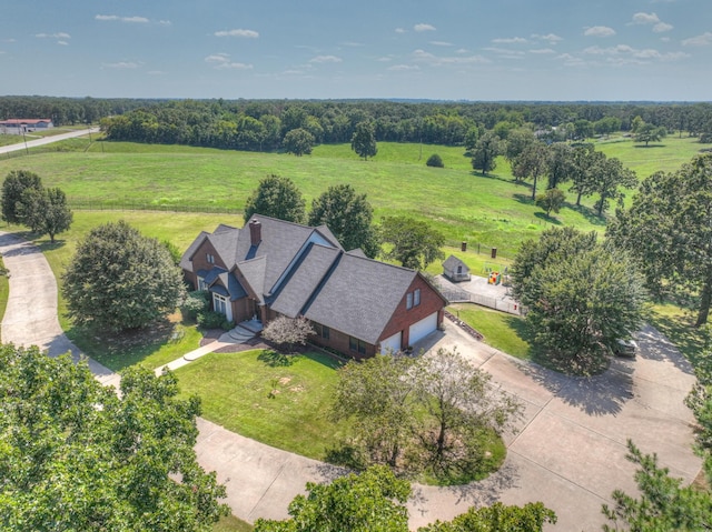 drone / aerial view with a rural view