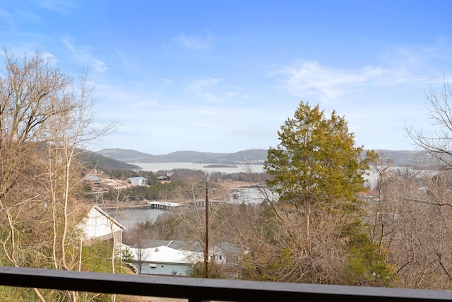 view of mountain feature with a water view