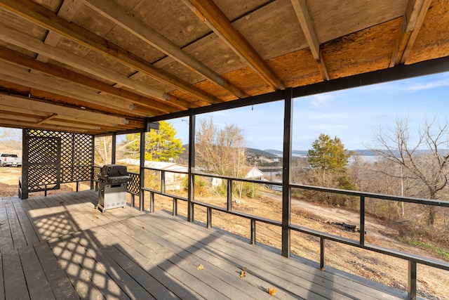 29 Adams Ln, Blue Eye, MO 65611 - wooden deck featuring a mountain view and a grill