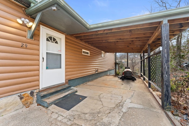 view of patio featuring a carport