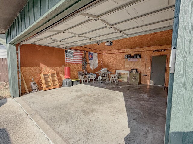 garage with a garage door opener