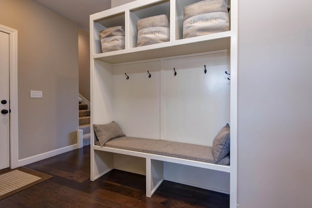 mudroom featuring dark hardwood / wood-style floors