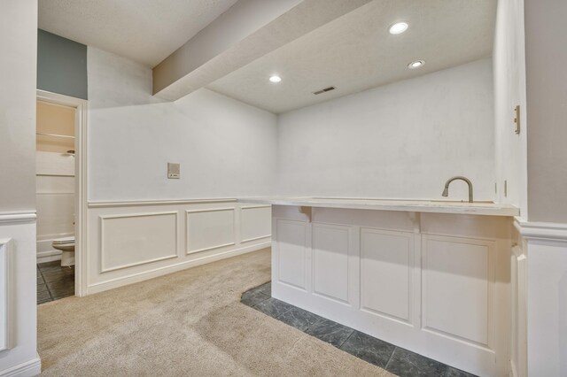 kitchen with carpet flooring and sink