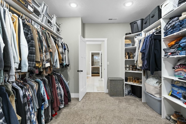 spacious closet with carpet