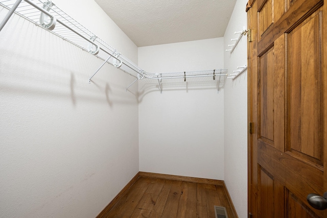 walk in closet featuring wood-type flooring