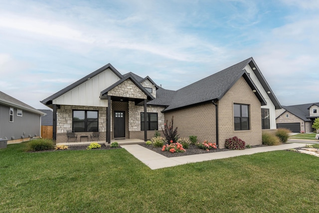 view of front of property featuring central AC and a front lawn