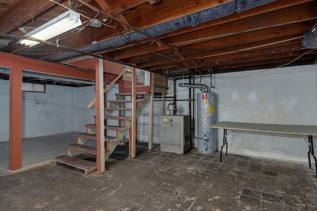 basement with gas water heater