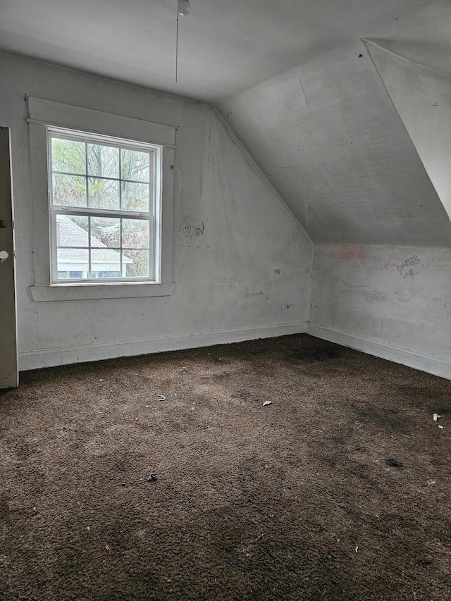 bonus room featuring carpet and lofted ceiling