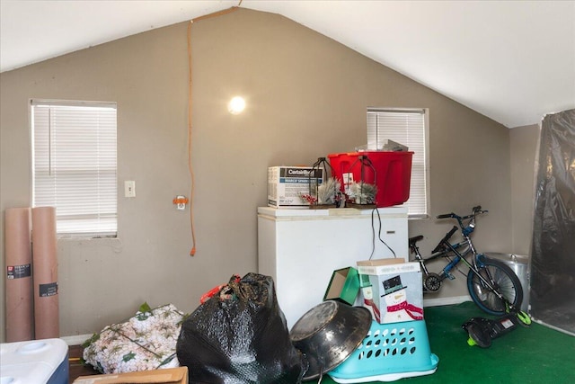 interior space featuring vaulted ceiling