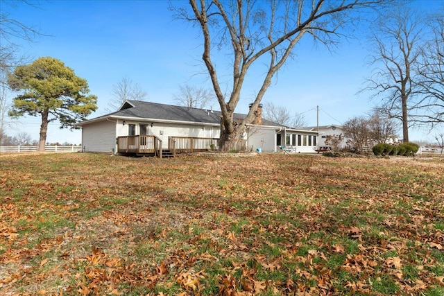 view of yard featuring a deck