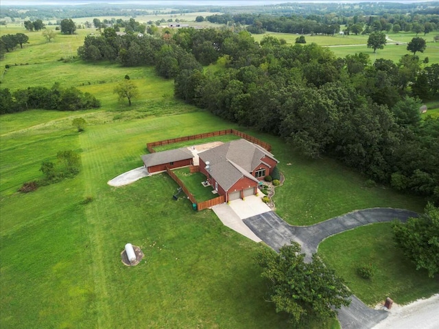 drone / aerial view with a rural view