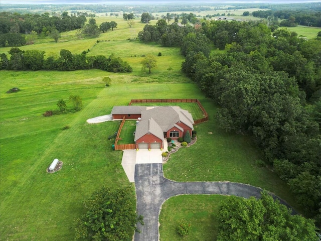 bird's eye view featuring a rural view