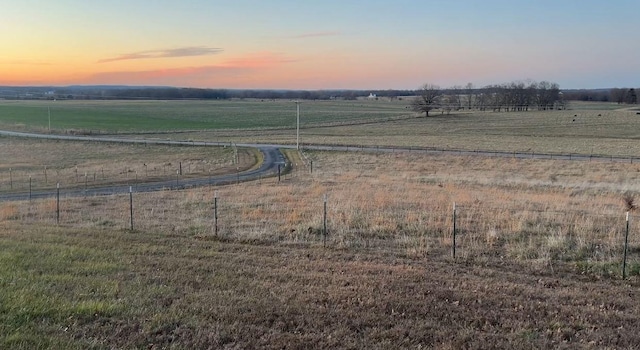 yard at dusk with a rural view