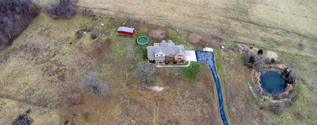 drone / aerial view with a rural view