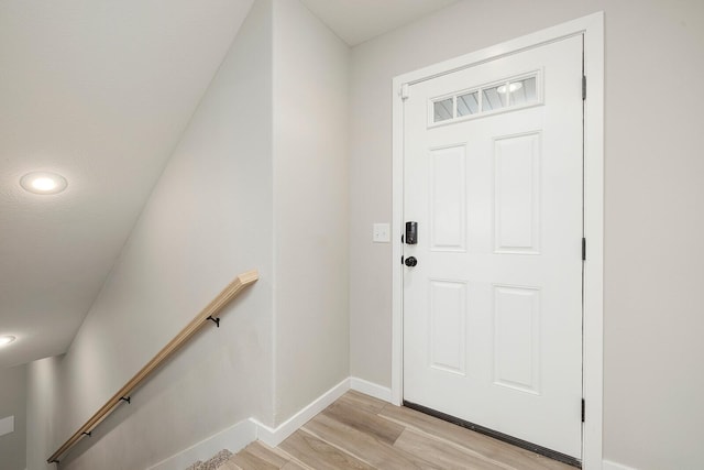 foyer entrance featuring light wood-type flooring